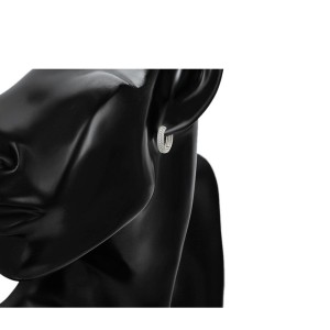 Auskari-rinķīši ar platīna pārklājumu, rotāti ar baltiem cirkoniem